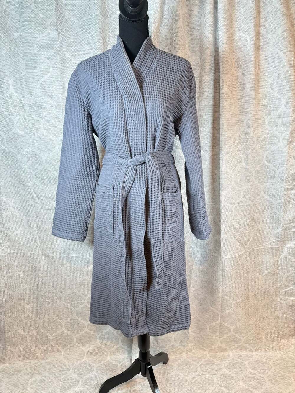 Quince Organic Cotton Turkish Waffle Robe Size XS Gray